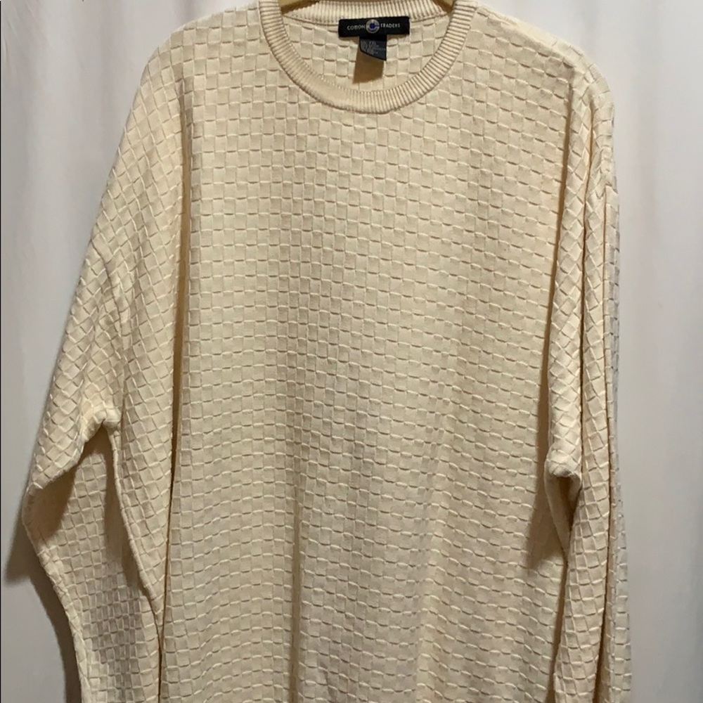 COTTON TRADERS SZ XXL CREME CREW SWEATER COTTON